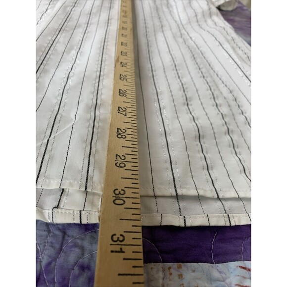 Fred David Womens Large Stretch Stripe Gold Metallic Thread Tunic Blouse - Picture 6 of 6